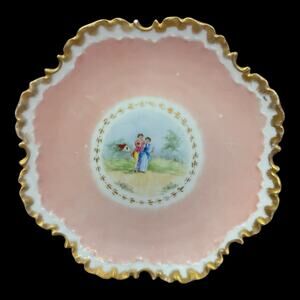 RC Monbijou Bavaria Pink Gold Porcelain Plate Hand Painted Vintage 6.5"